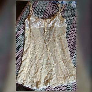 Vintage Victoria’s Secret 100% Silk Babydoll Chemise Nightie Yellow